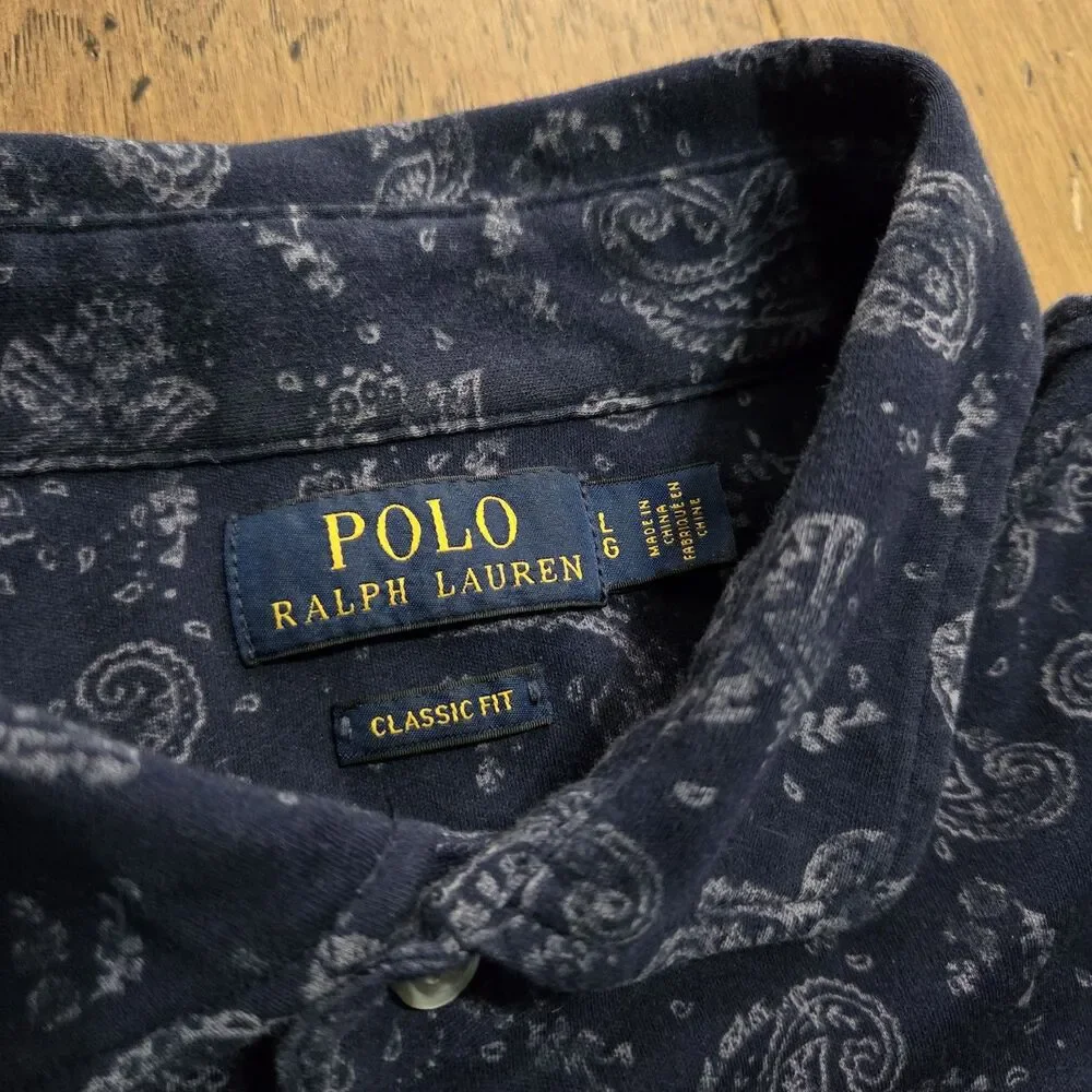 Polo Ralph Lauren Men's Paisley AOP Cotton Polo Shirt Classic Fit Large